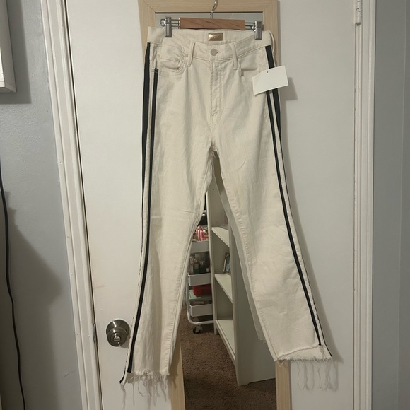 MOTHER Insider Crop Step Fray Striped Jeans - Picture 3 of 7